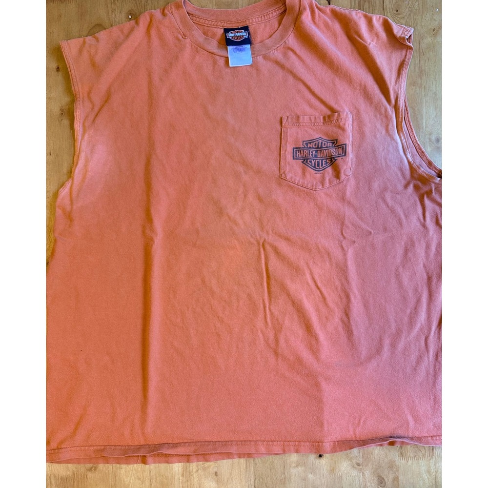 Harley-Davidson Sleeveless Pocket T Mens 2XL Orange Southern Thunder MS 61 626